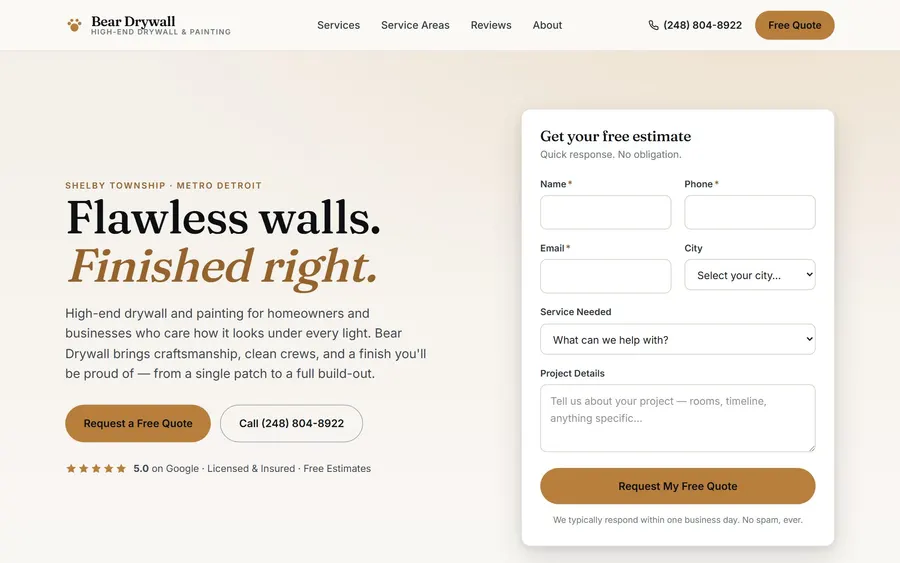 Bear Drywall website
